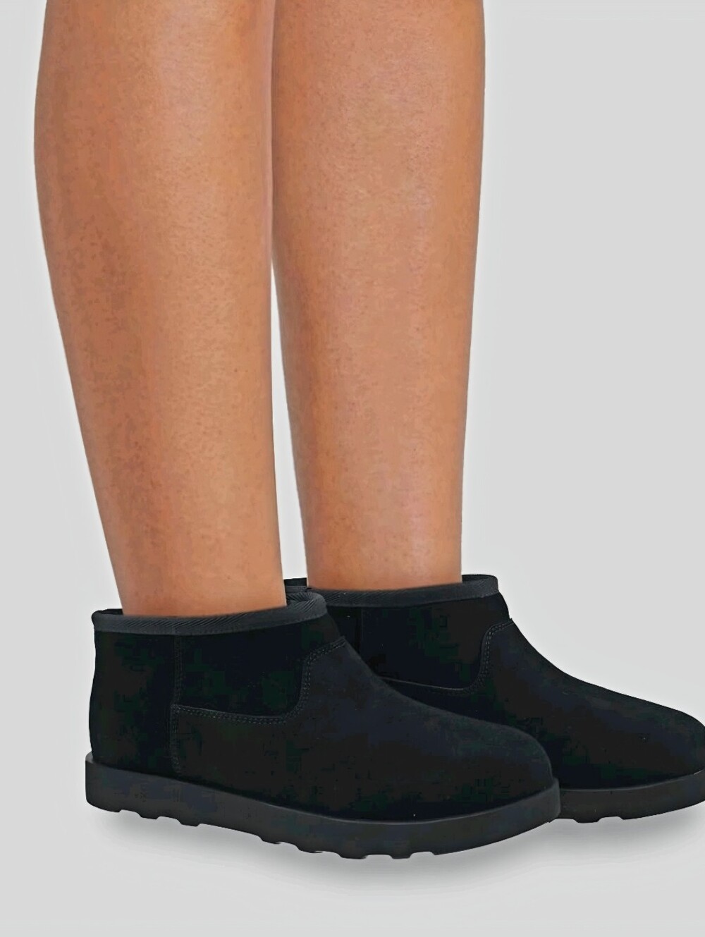 New Women's Black Micro Genuine Suede Boot UGG-style Viral winter shoes Size 6